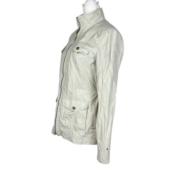 Womens Tommy Hilfiger Windbreaker Tan Beige Jacket Coat Small Lightweight Lined - Picture 4 of 14